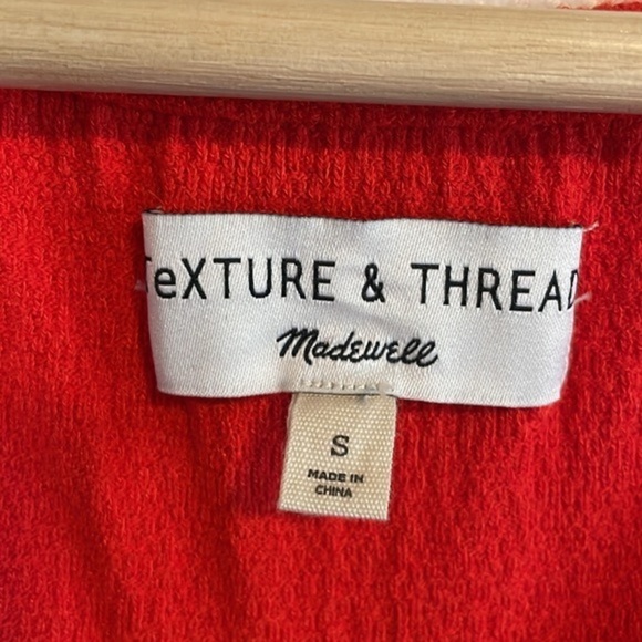 Madewell Texture & Thread Tiered Sleeve Mini Dress Women’s Size Small Orange - Picture 6 of 8